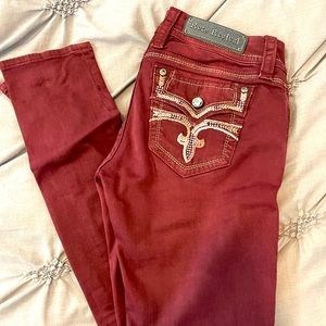 Burgundy Rock Revival Celinda Skinny Jeans Sz 29